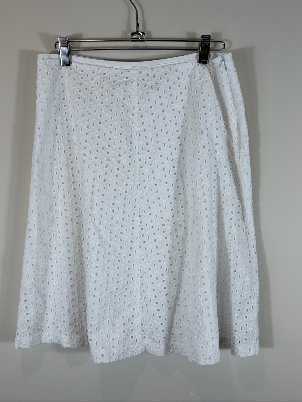 Paradigma Women's White Eyelet Midi  Skirt Size 6